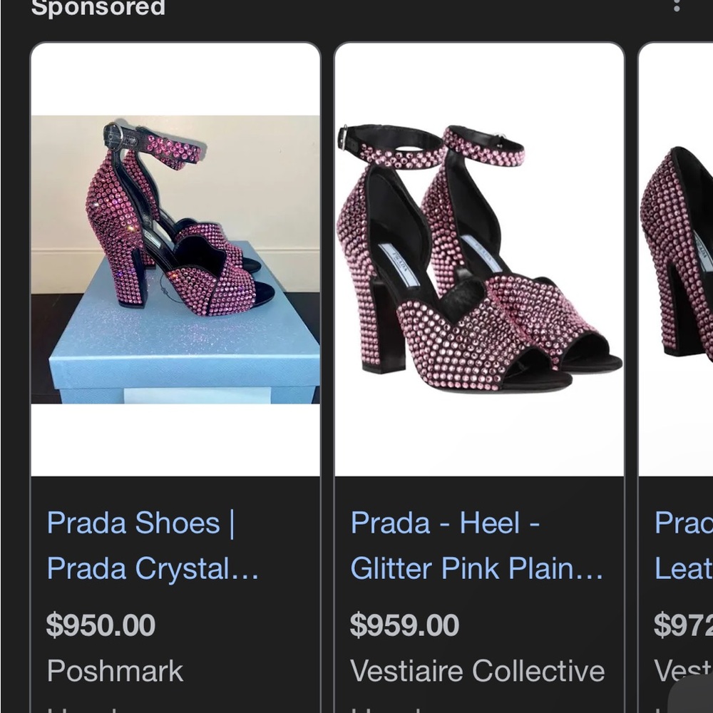 Prada shoes like new embellished rhinestones
